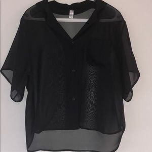 American Apparel Chiffon Sheer Crop Blouse